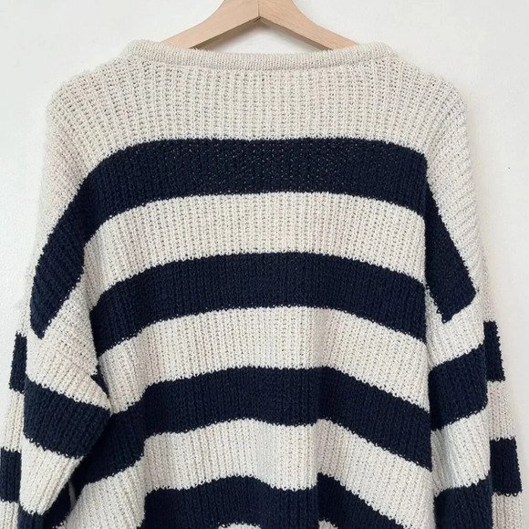 Zara  Womens M Stripes Nautical Oversized Navy White Knit Sweater - Picture 12 of 14